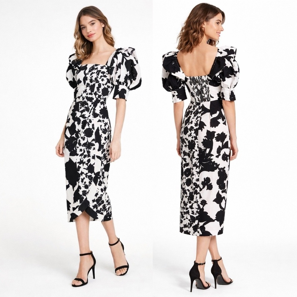 NWT Christopher John Rogers x Target Floral Puff Sleeve Midi Dress